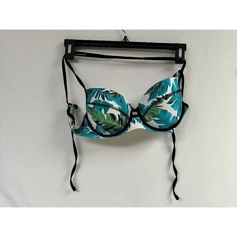 Hula Honey Womens Halter neck Underwired Bikini Top Blue Green White Floral Sz L